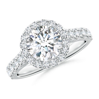 7.4mm GVS2 Round Diamond Halo Engagement Ring in P950 Platinum