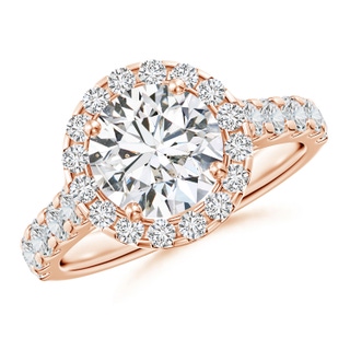 8mm HSI2 Round Diamond Halo Engagement Ring in Rose Gold