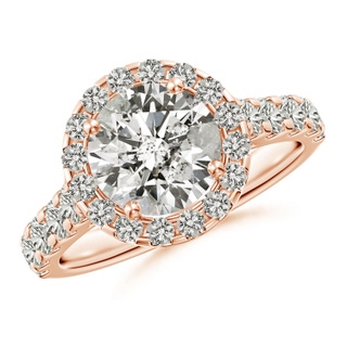 8mm KI3 Round Diamond Halo Engagement Ring in Rose Gold