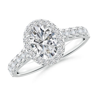 7.7x5.7mm HSI2 Oval Diamond Halo Classic Engagement Ring in P950 Platinum