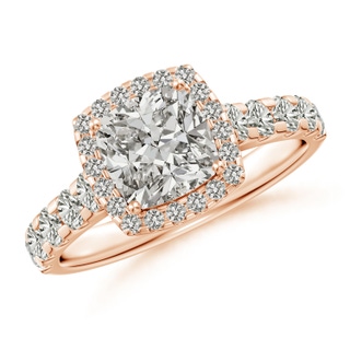 6.5mm KI3 Cushion Diamond Halo Classic Engagement Ring in 9K Rose Gold