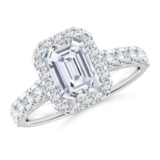 7.5x5.5mm GVS2 Emerald-Cut Diamond Halo Classic Engagement Ring in P950 Platinum