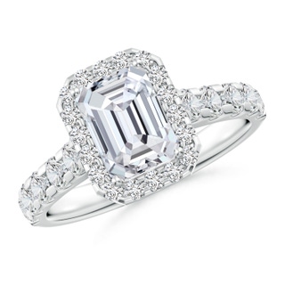 7.5x5.5mm HSI2 Emerald-Cut Diamond Halo Classic Engagement Ring in P950 Platinum