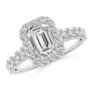 7.5x5.5mm IJI1I2 Emerald-Cut Diamond Halo Classic Engagement Ring in P950 Platinum