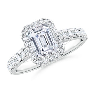 7x5mm GVS2 Emerald-Cut Diamond Halo Classic Engagement Ring in P950 Platinum