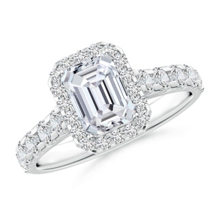 7x5mm HSI2 Emerald-Cut Diamond Halo Classic Engagement Ring in P950 Platinum