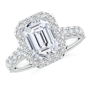 8.5x6.5mm HSI2 Emerald-Cut Diamond Halo Classic Engagement Ring in P950 Platinum