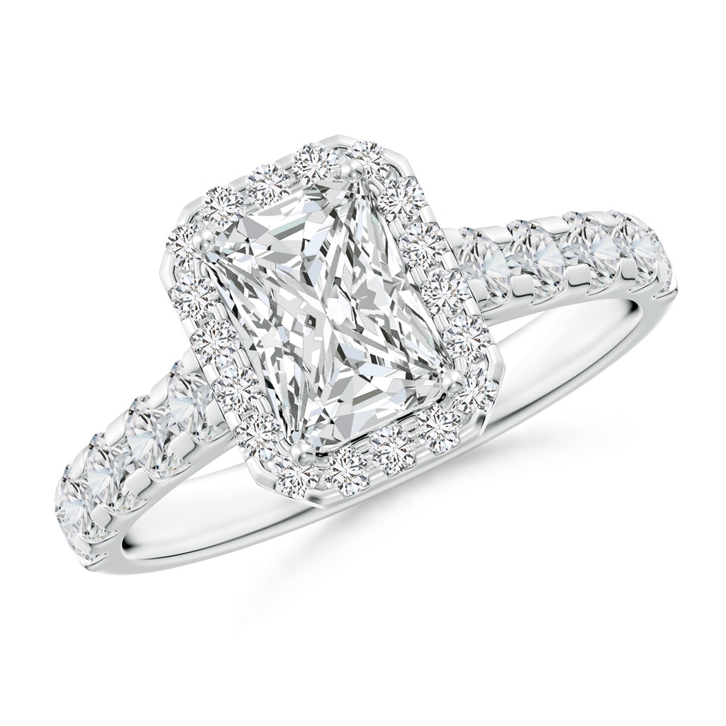 7x5mm HSI2 Radiant-Cut Diamond Halo Engagement Ring in White Gold