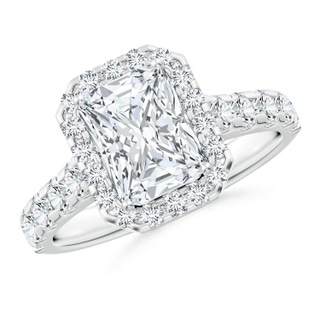 8x6mm GVS2 Radiant-Cut Diamond Halo Engagement Ring in P950 Platinum