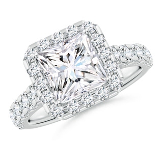 7mm GVS2 Princess-Cut Diamond Halo Engagement Ring in P950 Platinum