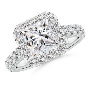 7mm IJI1I2 Princess-Cut Diamond Halo Engagement Ring in P950 Platinum