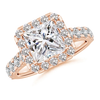 7mm IJI1I2 Princess-Cut Diamond Halo Engagement Ring in Rose Gold