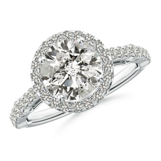 8mm KI3 Round Diamond Station Halo Engagement Ring in P950 Platinum