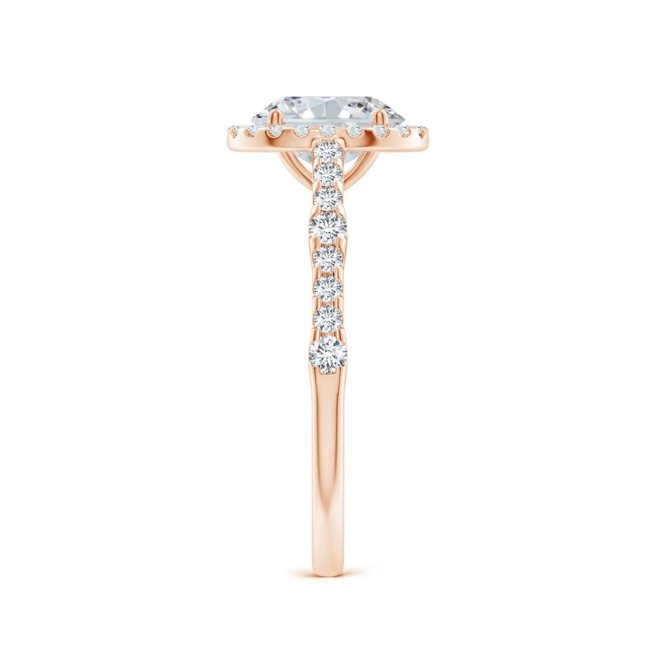 7.7x5.7mm GVS2 Oval Diamond Station Halo Engagement Ring in Rose Gold side 299