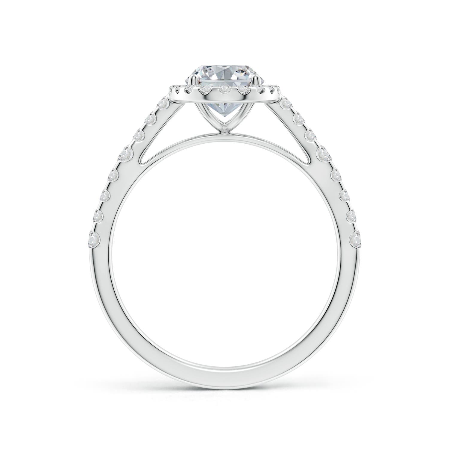 7.7x5.7mm HSI2 Oval Diamond Station Halo Engagement Ring in White Gold - side 2