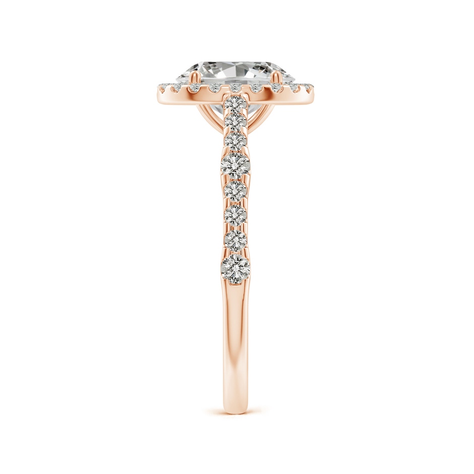 8.5x6.5mm KI3 Oval Diamond Station Halo Engagement Ring in Rose Gold side 299