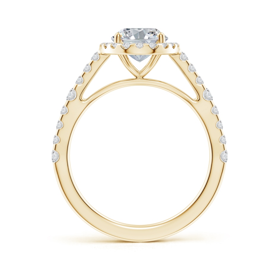 9x7mm HSI2 Oval Diamond Station Halo Engagement Ring in Yellow Gold side 199