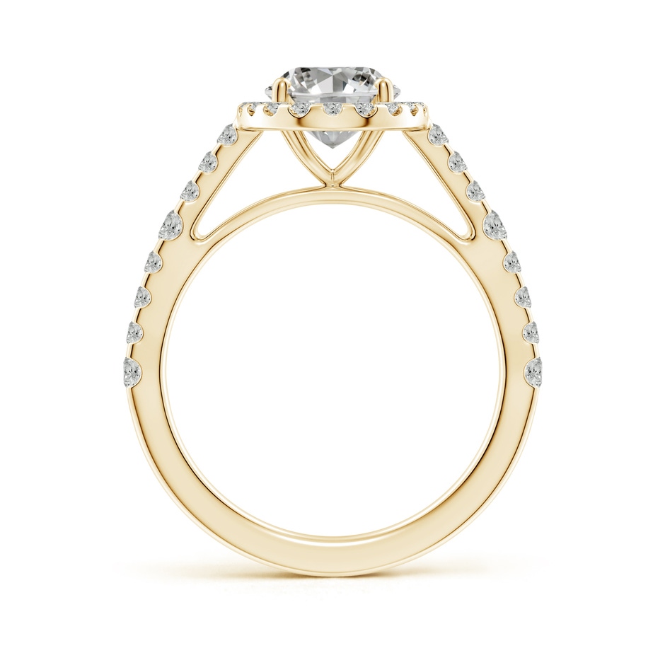 9x7mm KI3 Oval Diamond Station Halo Engagement Ring in Yellow Gold side 199