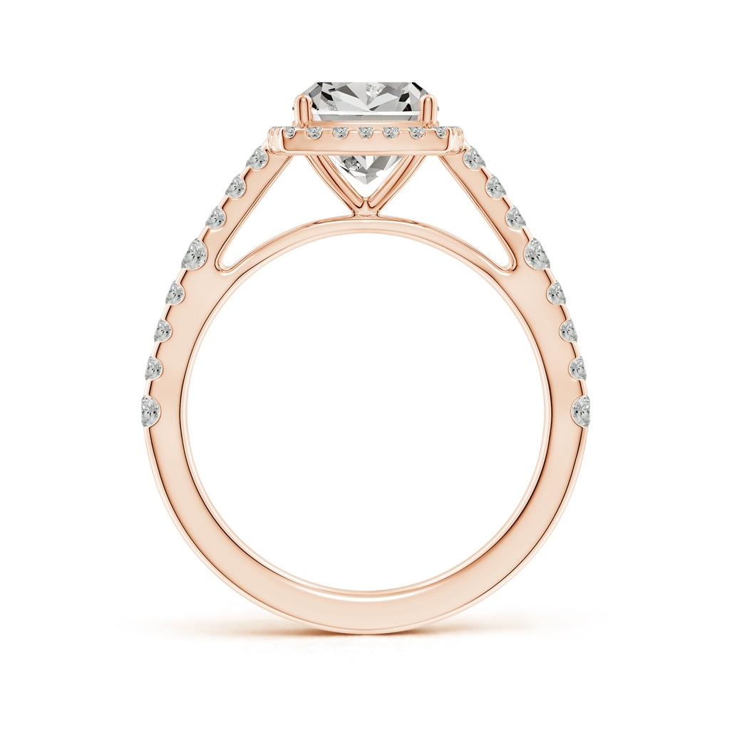 7mm KI3 Cushion Diamond Station Halo Engagement Ring in 9K Rose Gold Side 199