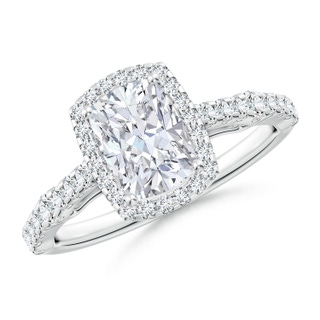 7.5x5.5mm GVS2 Cushion Rectangular Diamond Station Halo Engagement Ring in P950 Platinum