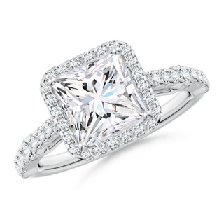 7mm GVS2 Princess-Cut Diamond Station Halo Engagement Ring in P950 Platinum