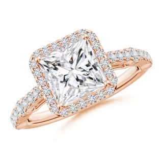 7mm HSI2 Princess-Cut Diamond Station Halo Engagement Ring in Rose Gold