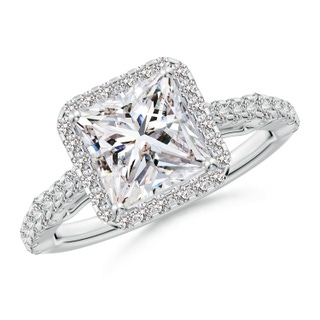 7mm IJI1I2 Princess-Cut Diamond Station Halo Engagement Ring in P950 Platinum