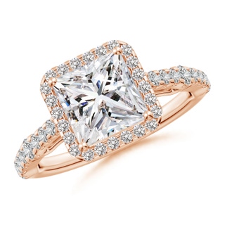 7mm IJI1I2 Princess-Cut Diamond Station Halo Engagement Ring in Rose Gold