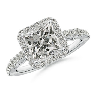 7mm KI3 Princess-Cut Diamond Station Halo Engagement Ring in P950 Platinum