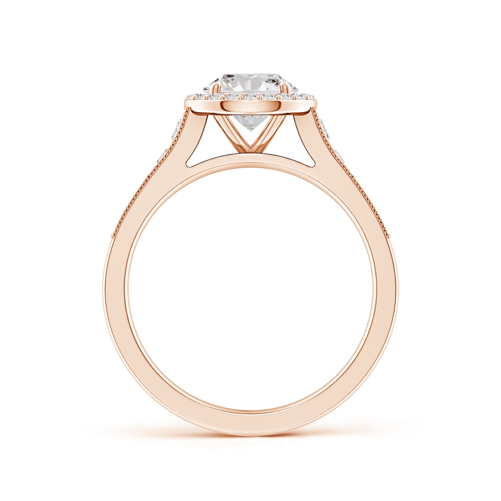 6.5mm IJI1I2 Round Diamond Halo Engagement Ring with Milgrain in Rose Gold Side 199