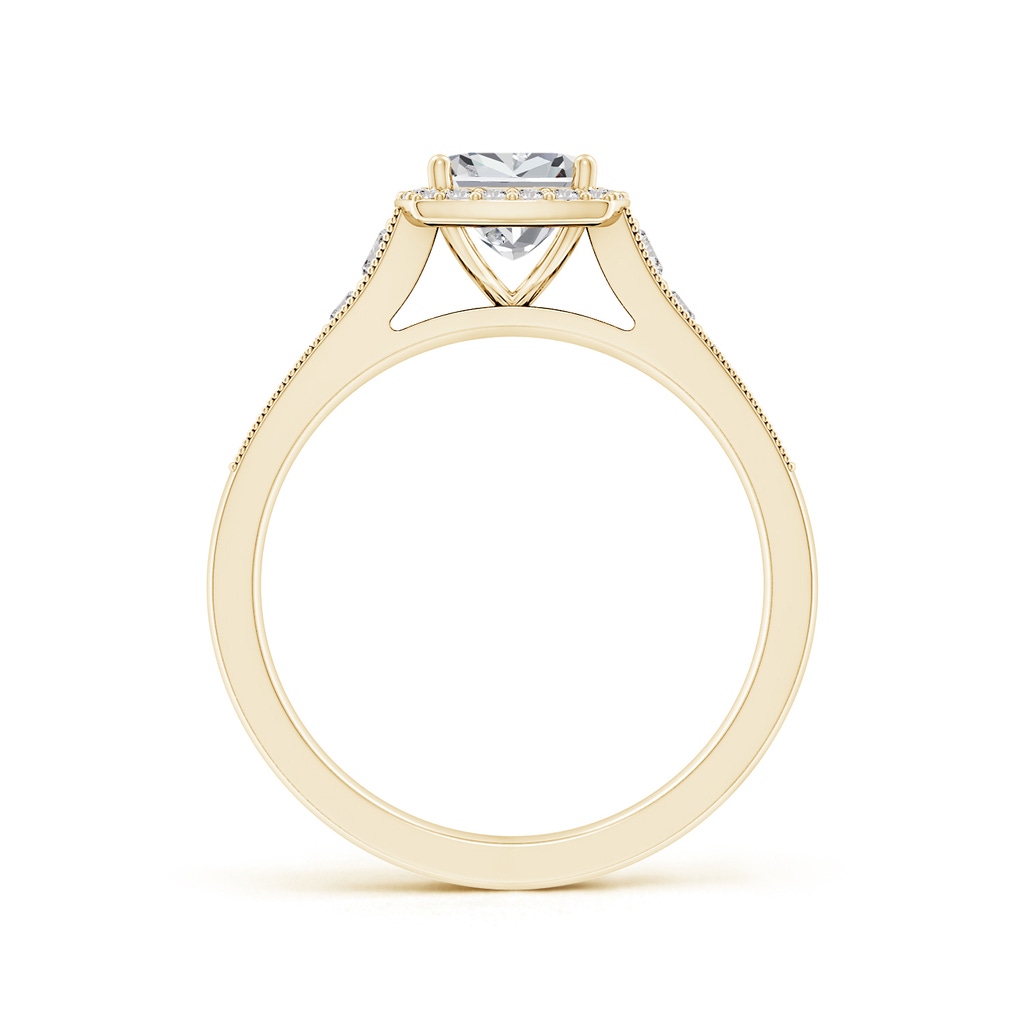 5.5mm IJI1I2 Cushion Diamond Halo Engagement Ring with Milgrain in Yellow Gold Side 199