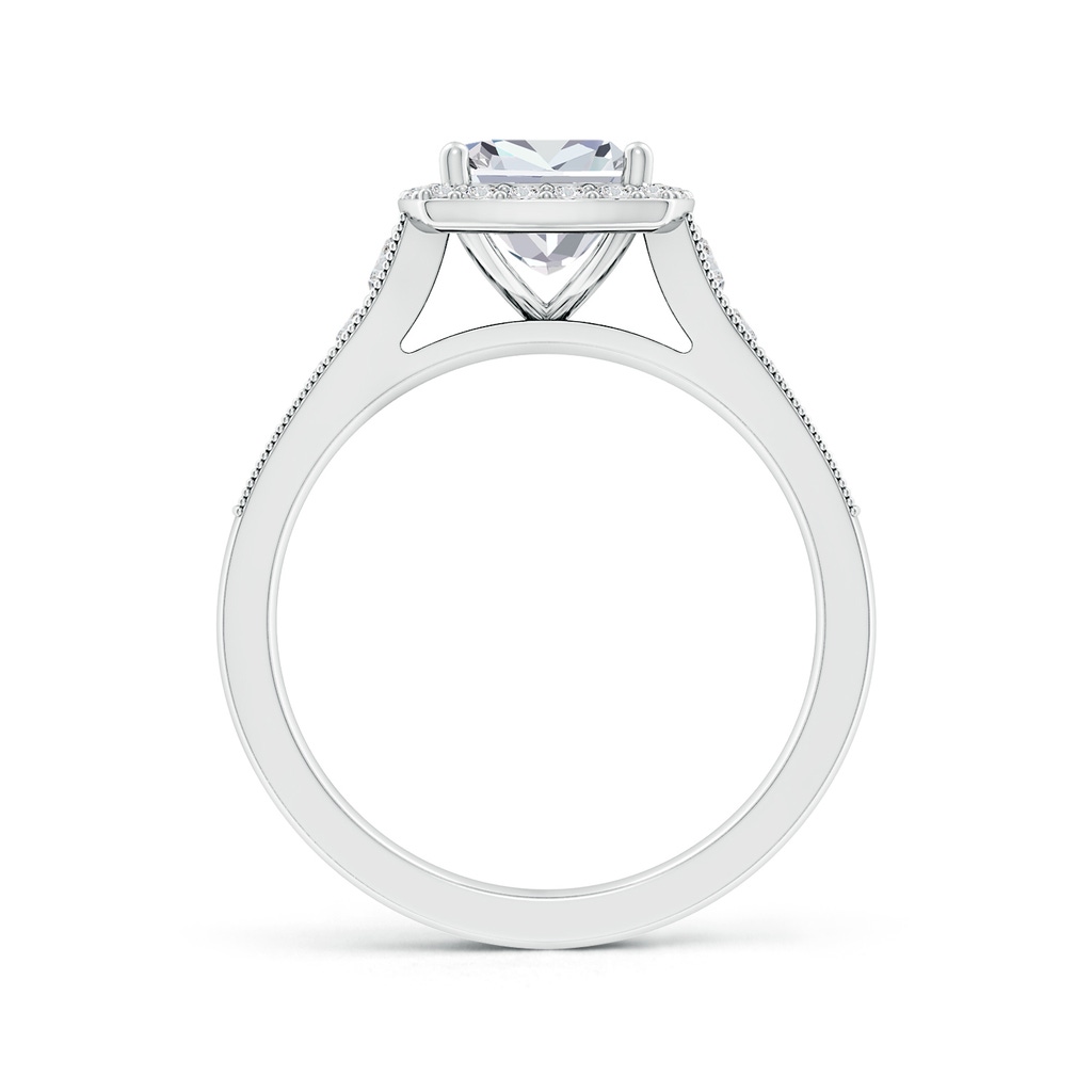 6.5mm HSI2 Cushion Diamond Halo Engagement Ring with Milgrain in White Gold Side 199