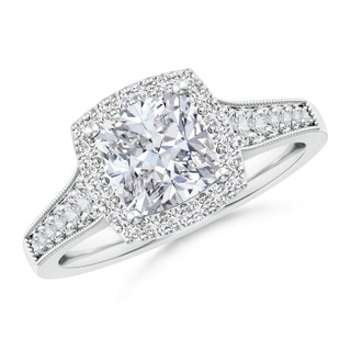 7mm HSI2 Cushion Diamond Halo Engagement Ring with Milgrain in P950 Platinum