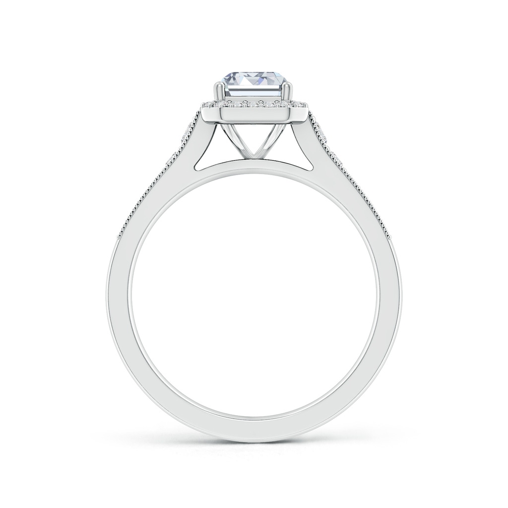 7x5mm HSI2 Emerald-Cut Diamond Halo Engagement Ring with Milgrain in White Gold Side 199