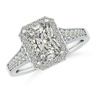 8x6mm KI3 Radiant-Cut Diamond Halo Engagement Ring with Milgrain in P950 Platinum