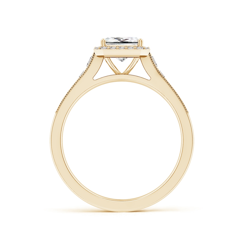 5.5mm IJI1I2 Princess-Cut Diamond Halo Engagement Ring with Milgrain in Yellow Gold Side 199