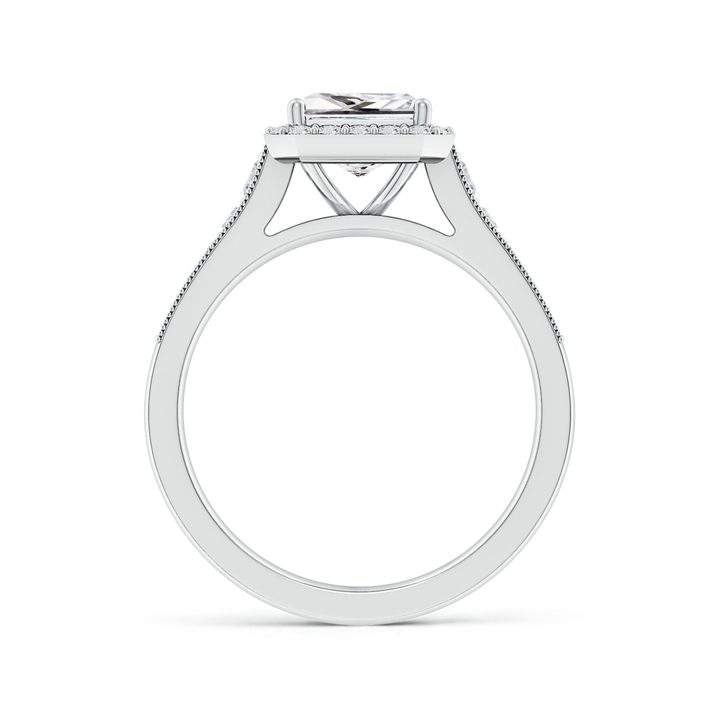6.5mm HSI2 Princess-Cut Diamond Halo Engagement Ring with Milgrain in White Gold Side 199