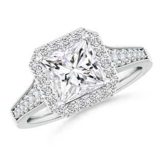 7mm HSI2 Princess-Cut Diamond Halo Engagement Ring with Milgrain in P950 Platinum