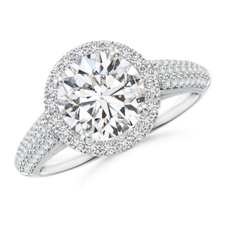 8mm HSI2 Round Diamond Halo Engagement Ring with Pave-Set Accents in P950 Platinum