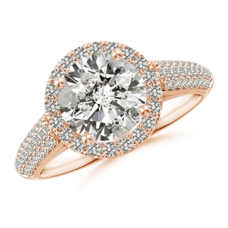 8mm KI3 Round Diamond Halo Engagement Ring with Pave-Set Accents in Rose Gold
