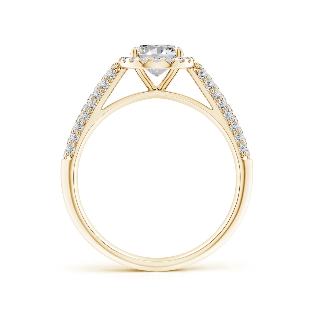 7.7x5.7mm IJI1I2 Oval Diamond Halo Engagement Ring with Pave-Set Accents in Yellow Gold Side 199
