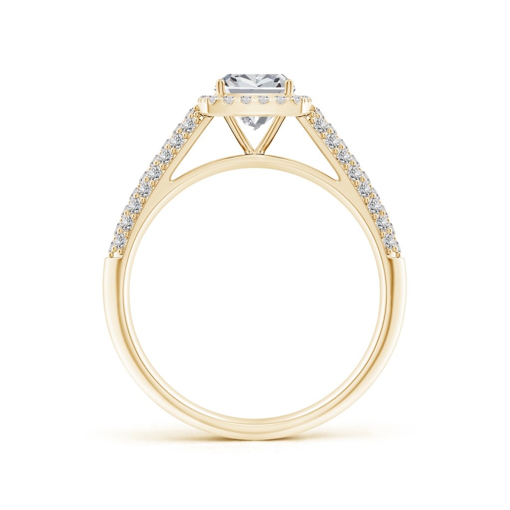 5.5mm IJI1I2 Cushion Diamond Halo Engagement Ring with Pave-Set Accents in Yellow Gold Side 199