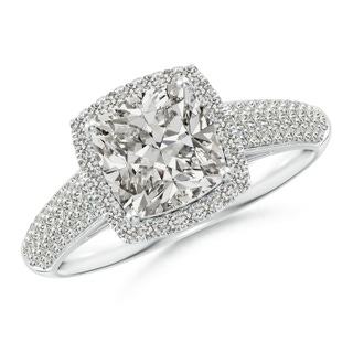 7mm KI3 Cushion Diamond Halo Engagement Ring with Pave-Set Accents in P950 Platinum