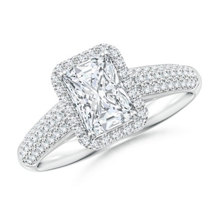 7x5mm GVS2 Radiant-Cut Diamond Halo Engagement Ring with Pave-Set Accents in P950 Platinum