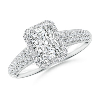 7x5mm HSI2 Radiant-Cut Diamond Halo Engagement Ring with Pave-Set Accents in P950 Platinum