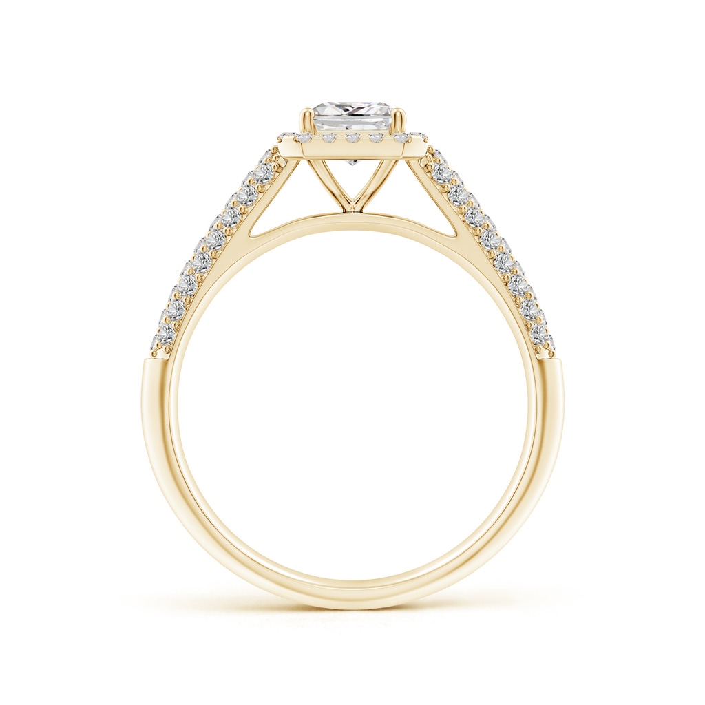 7x5mm IJI1I2 Radiant-Cut Diamond Halo Engagement Ring with Pave-Set Accents in Yellow Gold Side 199
