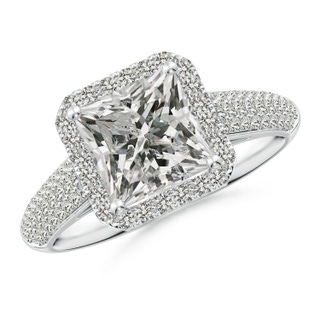 7mm KI3 Princess-Cut Diamond Halo Engagement Ring with Pave-Set Accents in P950 Platinum