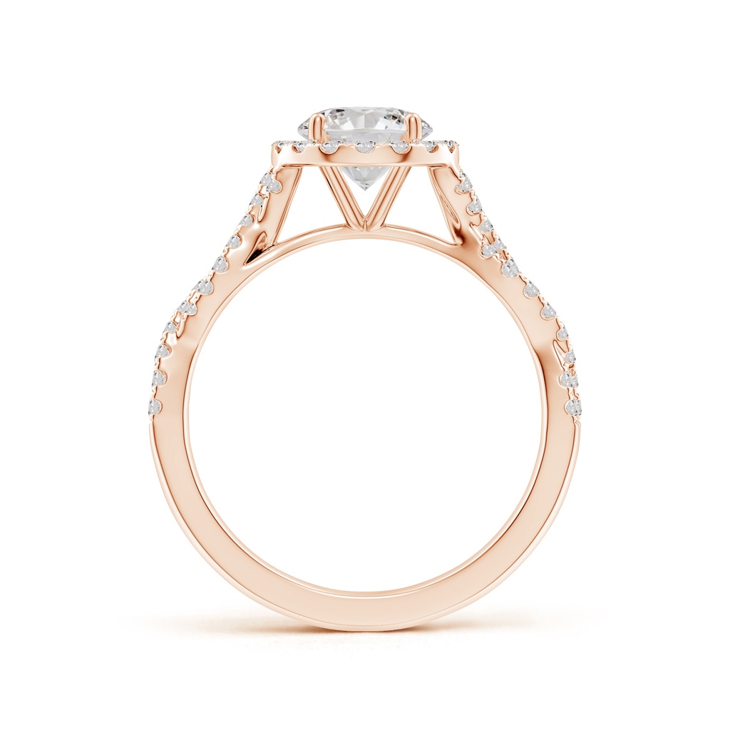 6.5mm IJI1I2 Round Diamond Halo Twisted Shank Engagement Ring in Rose Gold Side 199