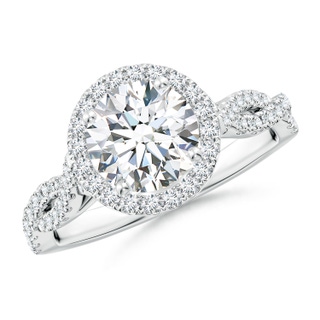 7.4mm GVS2 Round Diamond Halo Twisted Shank Engagement Ring in P950 Platinum