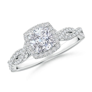 5.5mm HSI2 Cushion Diamond Halo Twisted Shank Engagement Ring in P950 Platinum